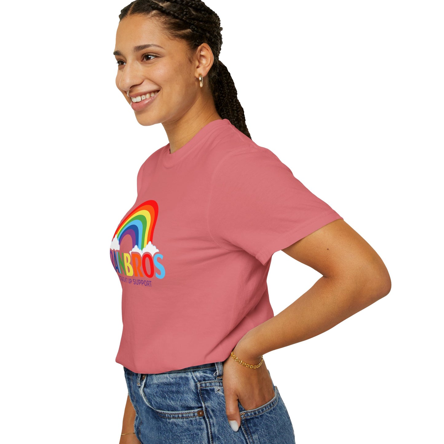 Garment-Dyed Rainbow Support T-Shirt - Unisex Pride Apparel